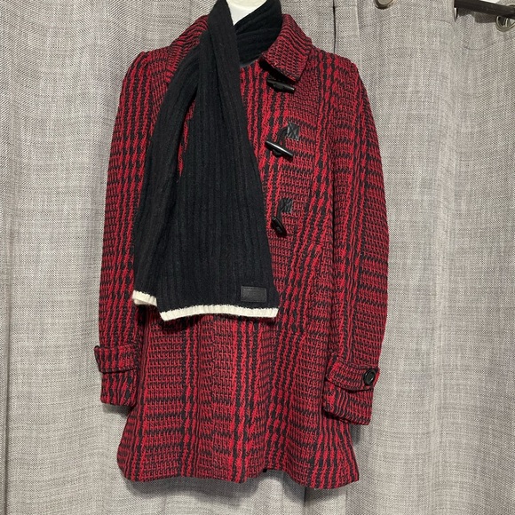 ❗️SOLD❗️Women’s Cute Red and Black Checkered NWOT Pea Coat Winter Coat Fall Coat - Picture 14 of 15